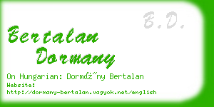 bertalan dormany business card